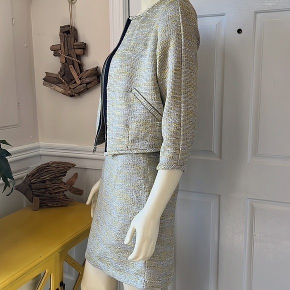 Rachel Roy Set Gray Ribbed Tank w/ Tweed Skirt Dress & Zip Up Tweed Jacket S - Picture 3 of 16